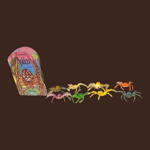 Safari Ltd Spider Set Of 8 Plus Pop Up Book Mini Spiders Educational Book - Picture 1 of 10